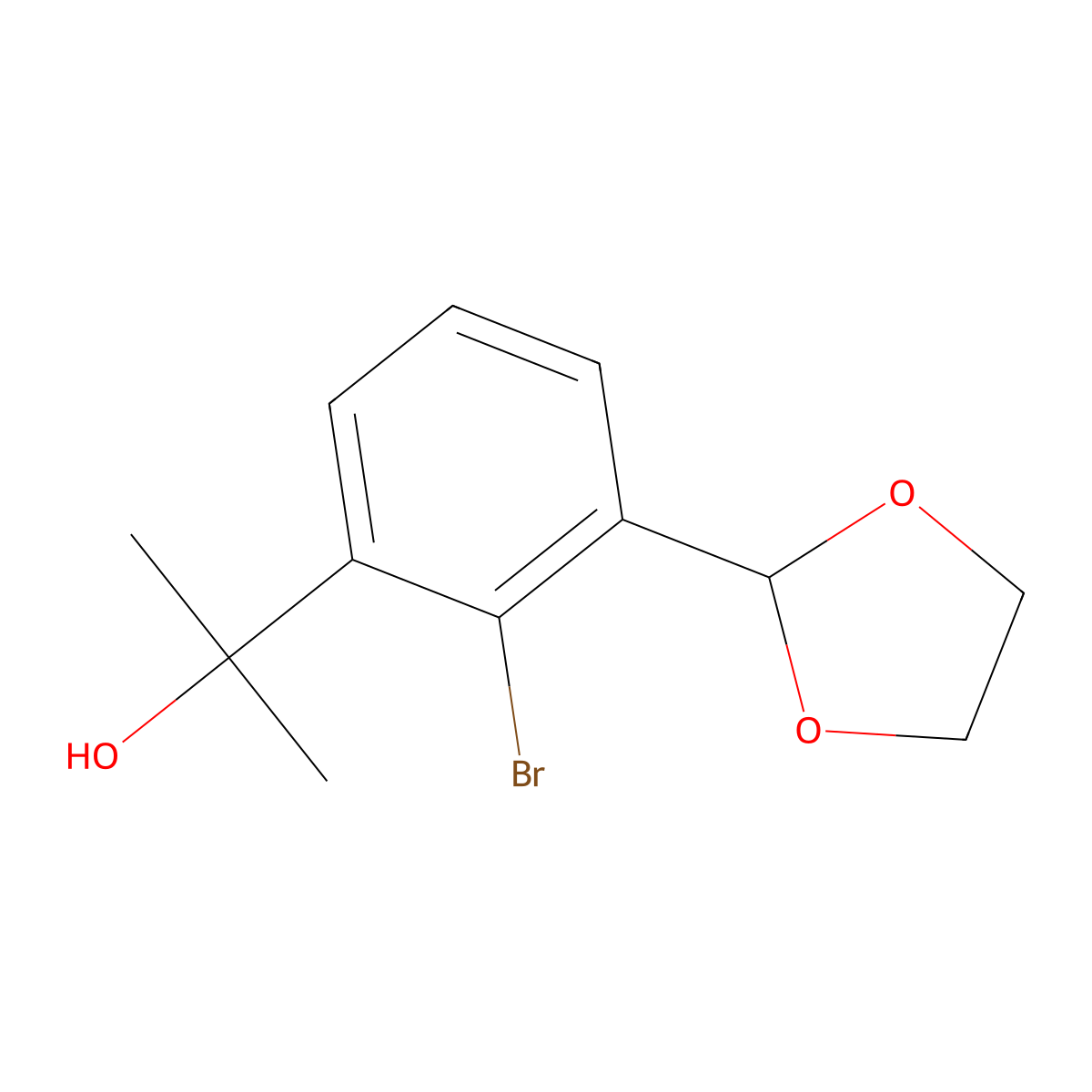 2-(2-Bromo-3-(1,3-dioxolan-2-yl)phenyl)propan-2-ol molecular structure, CAS 1269411-37-1