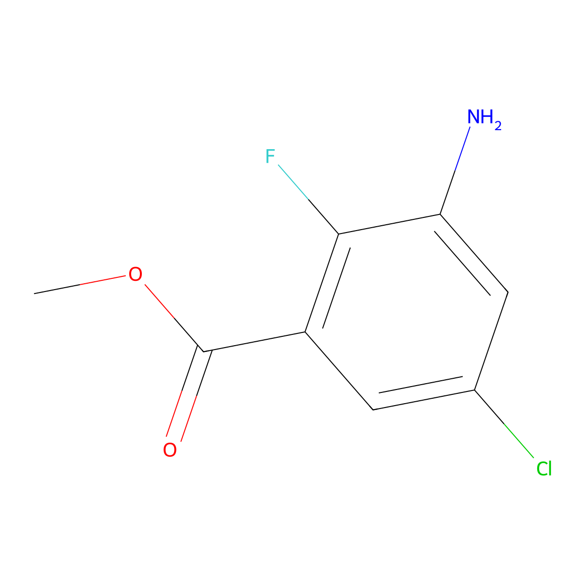Methyl 3-amino-5-chloro-2-fluorobenzoate molecular structure, CAS 1269421-13-7