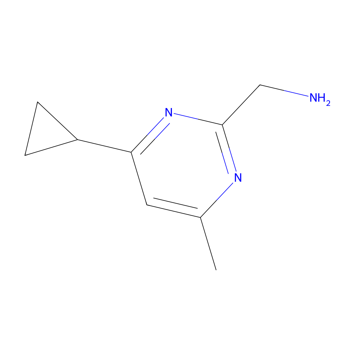 (4-Cyclopropyl-6-methylpyrimidin-2-yl)methanamine molecular structure, CAS 1269429-27-7