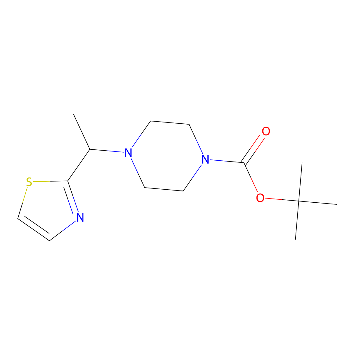 tert-Butyl 4-(1-(thiazol-2-yl)ethyl)piperazine-1-carboxylate molecular structure, CAS 1269430-24-1