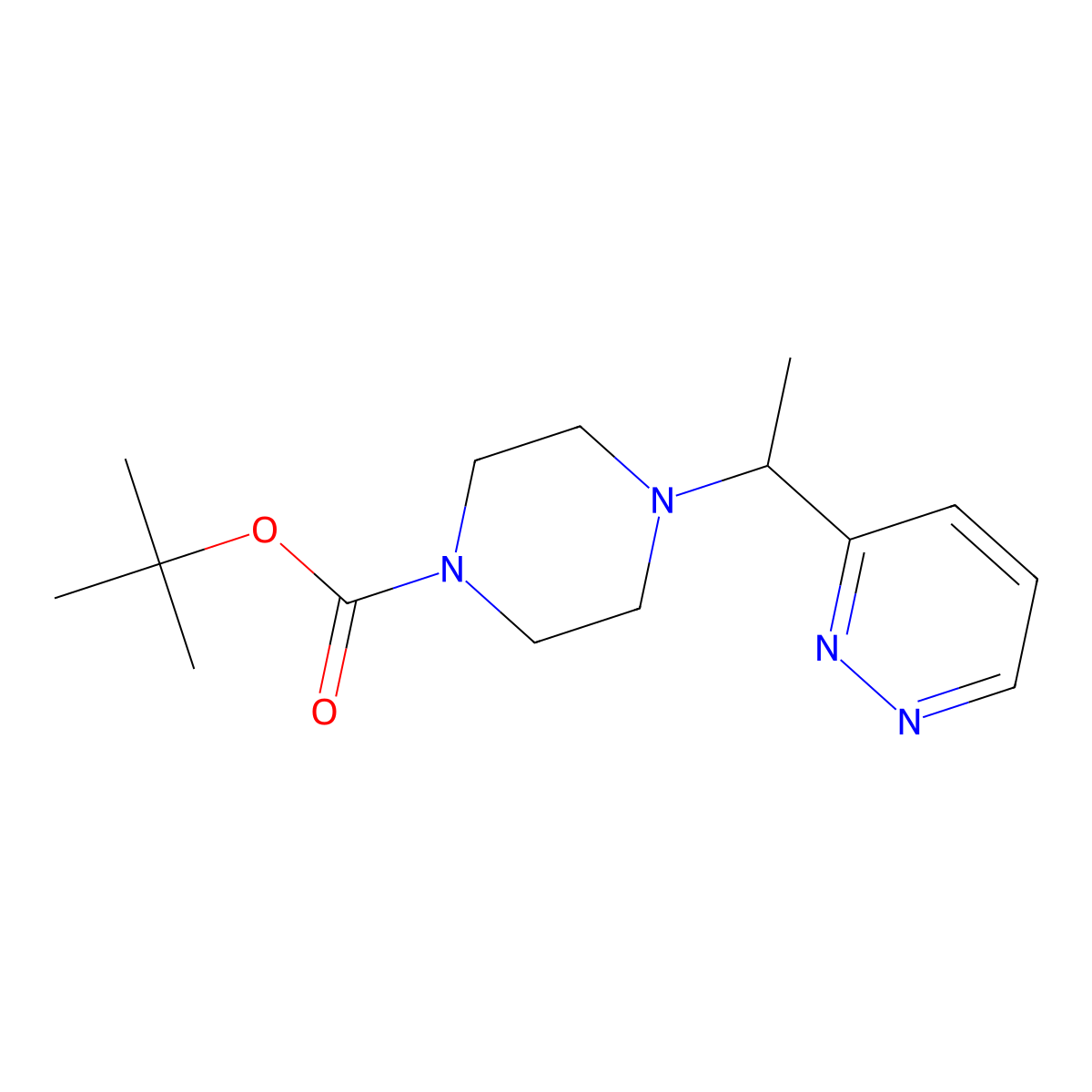 Tert-butyl 4-(1-(pyridazin-3-yl)ethyl)piperazine-1-carboxylate molecular structure, CAS 1269430-29-6