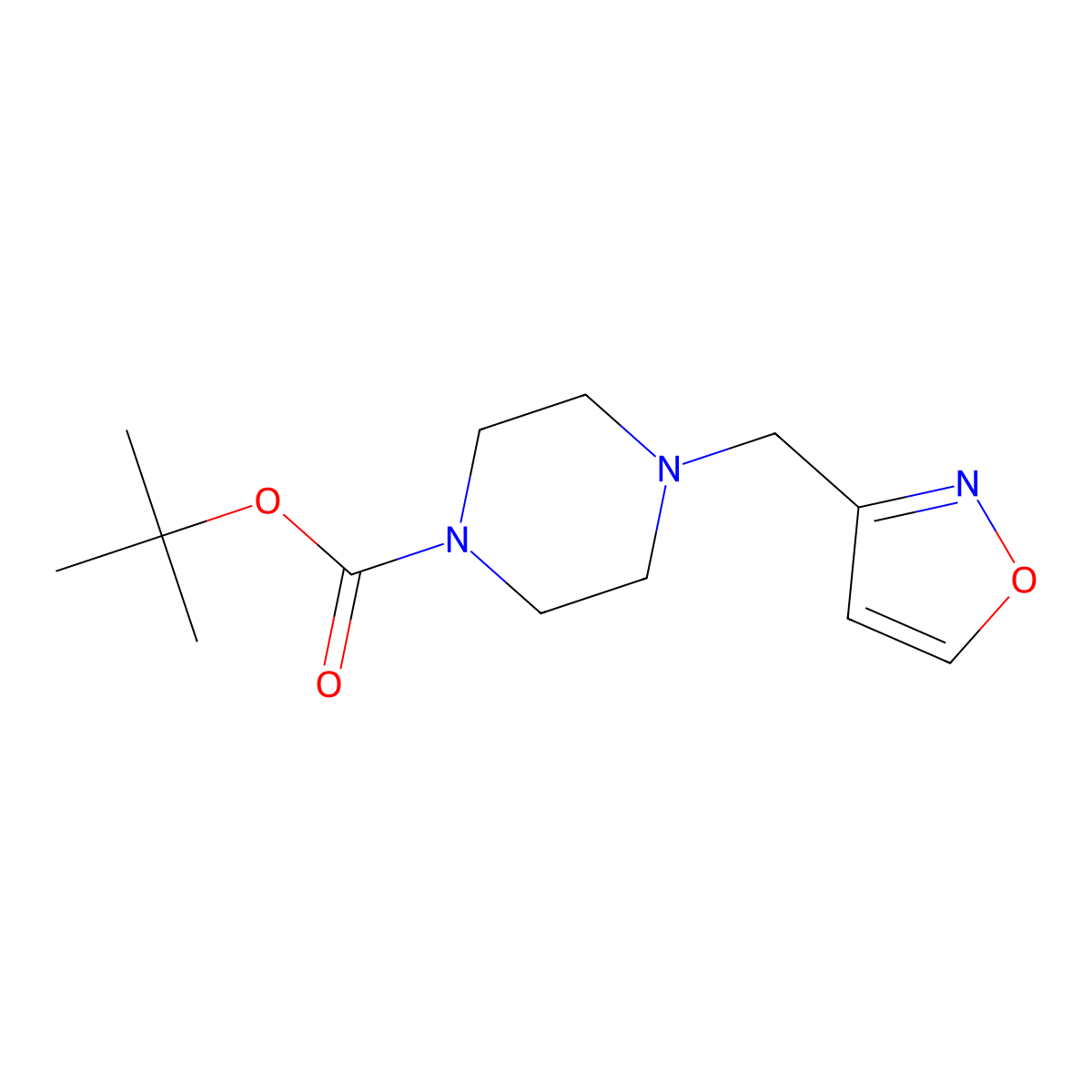 Tert-butyl 4-(isoxazol-3-ylmethyl)piperazine-1-carboxylate molecular structure, CAS 1269430-56-9