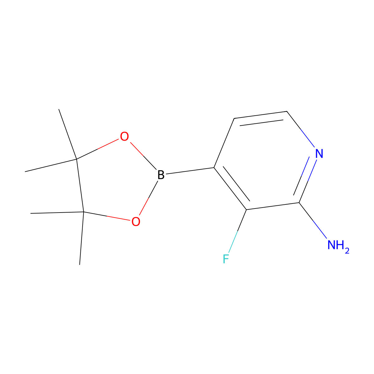 3-Fluoro-4-(4,4,5,5-tetramethyl-1,3,2-dioxaborolan-2-yl)pyridin-2-amine molecular structure, CAS 1269440-73-4