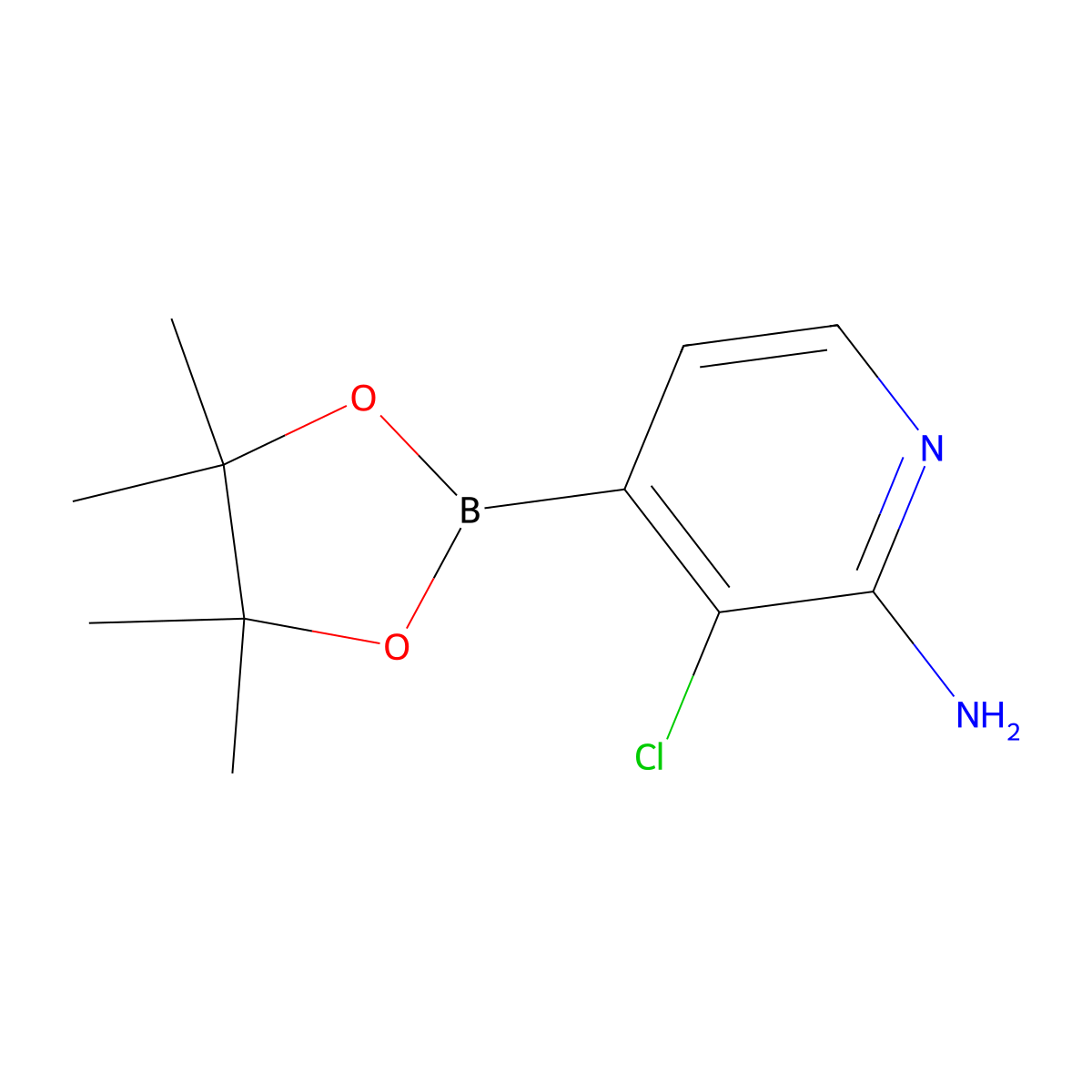 3-Chloro-4-(4,4,5,5-tetramethyl-1,3,2-dioxaborolan-2-yl)pyridin-2-amine molecular structure, CAS 1269440-75-6
