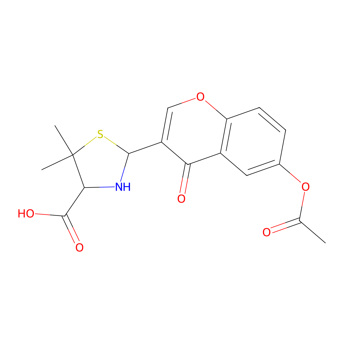 2-[6-(Acetyloxy)-4-oxo-4H-chromen-3-yl]-5,5-dimethyl-1,3-thiazolidine-4-carboxylic acid molecular structure, CAS 1269442-63-8