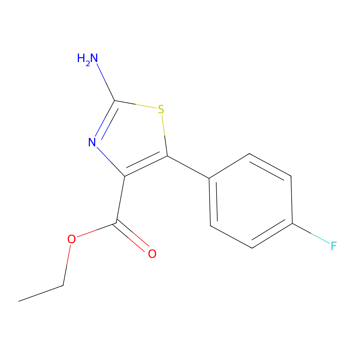 Ethyl 2-amino-5-(4-fluorophenyl)-1,3-thiazole-4-carboxylate molecular structure, CAS 1269442-95-6