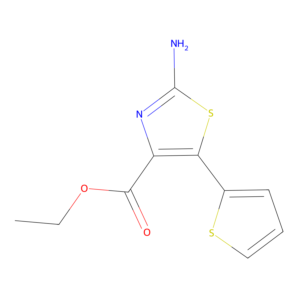 Ethyl 2-amino-5-(thiophen-2-yl)-1,3-thiazole-4-carboxylate molecular structure, CAS 1269443-11-9