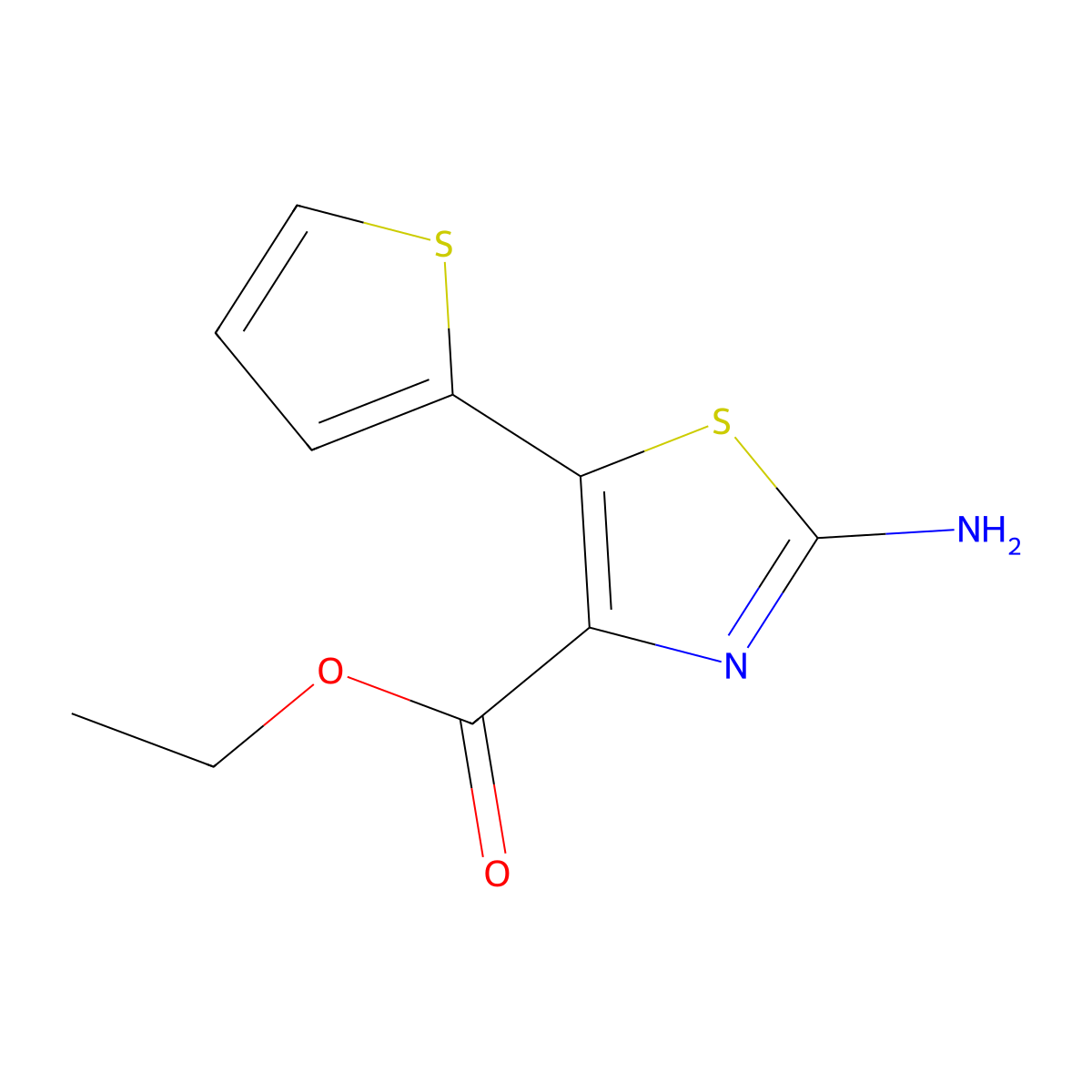 Ethyl 2-amino-5-(thiophen-2-yl)-1,3-thiazole-4-carboxylate molecular structure, CAS 1269443-11-9
