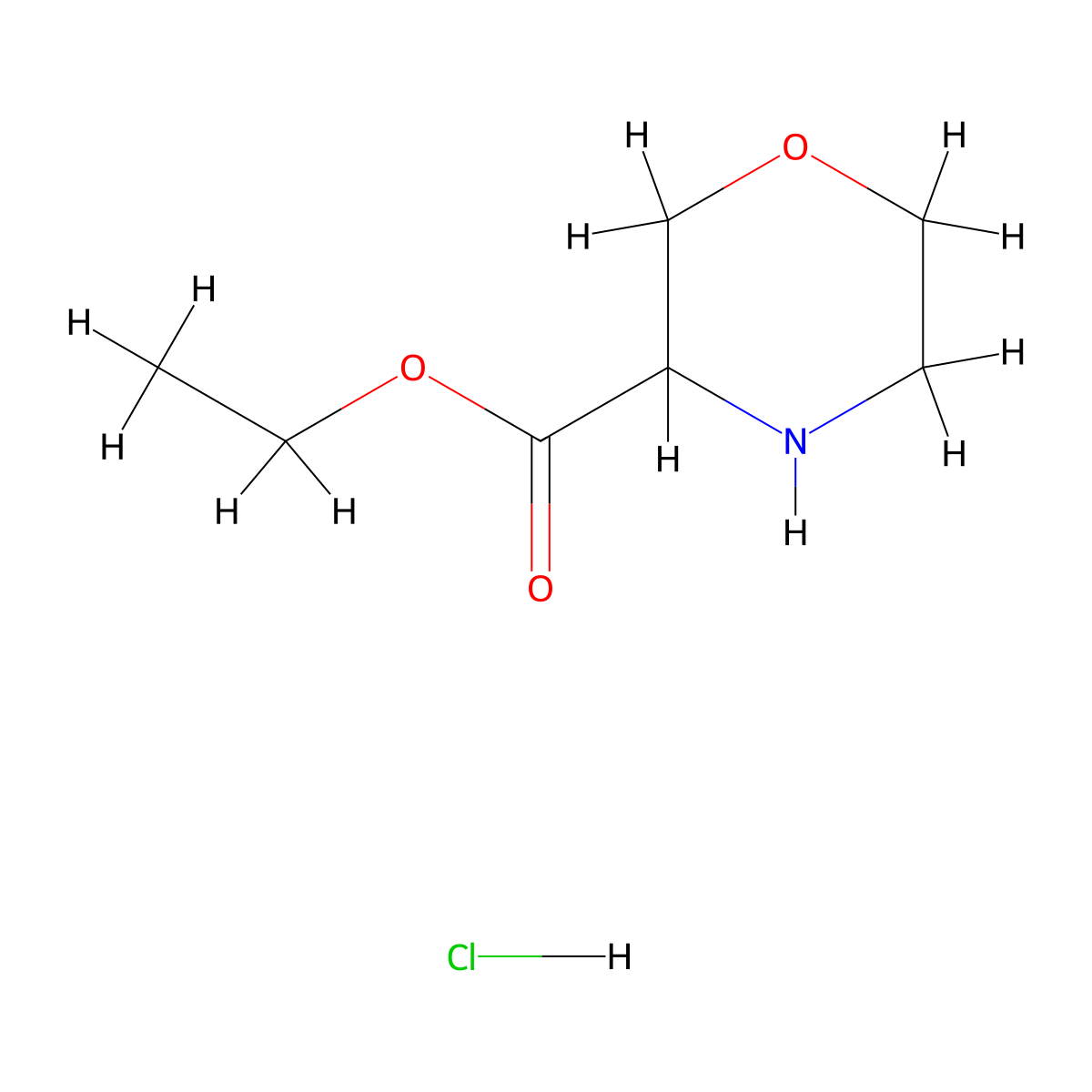 Ethyl morpholine-3-carboxylate hydrochloride molecular structure, CAS 1269444-31-6