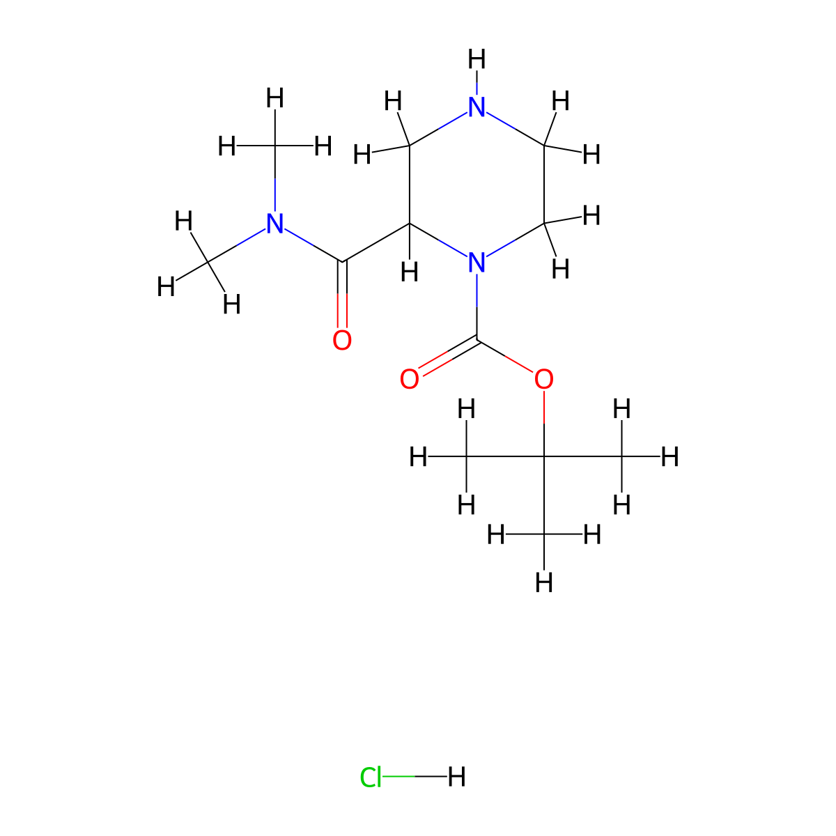 tert-Butyl 2-(dimethylcarbamoyl)piperazine-1-carboxylate hydrochloride molecular structure, CAS 1269446-23-2
