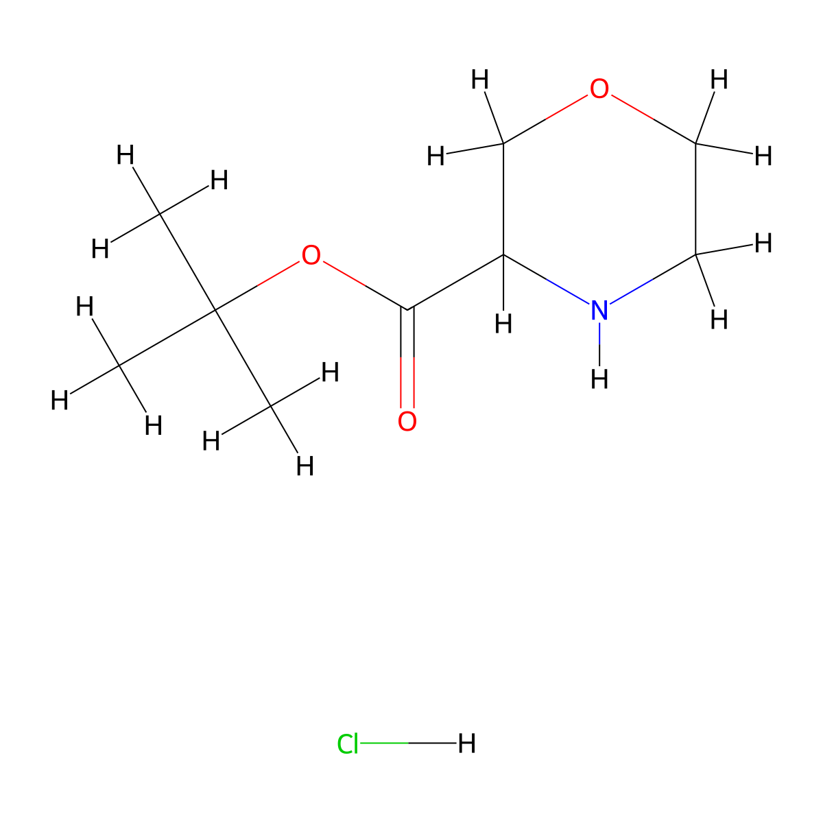 Tert-butyl morpholine-3-carboxylate hydrochloride molecular structure, CAS 1269446-54-9