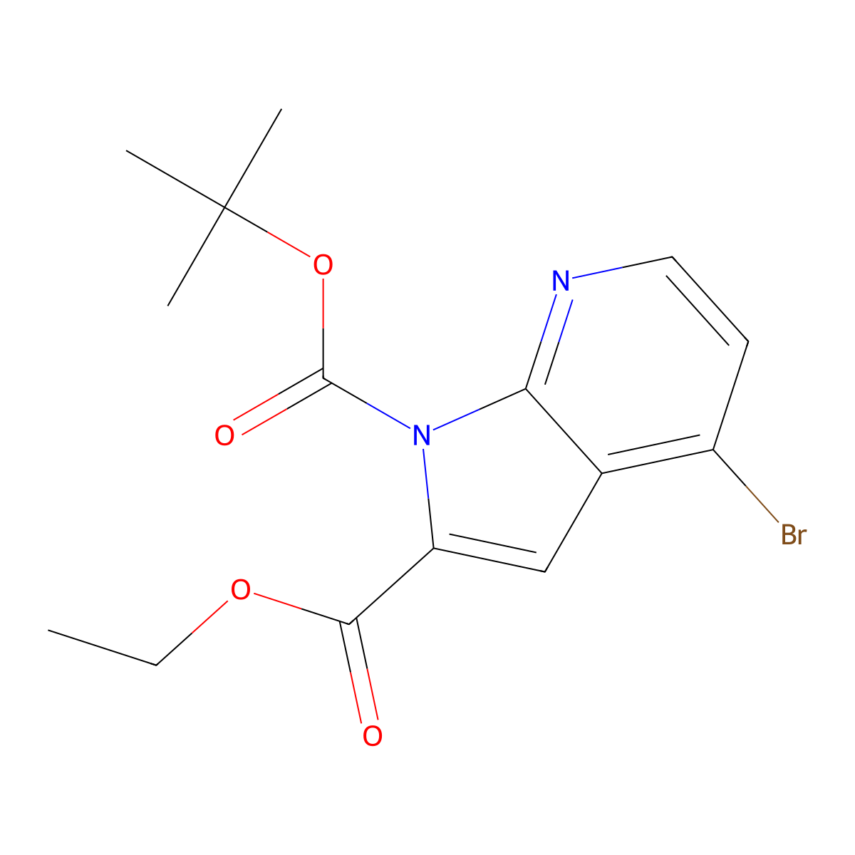 1-tert-butyl 2-ethyl 4-bromo-1H-pyrrolo[2,3-b]pyridine-1,2-dicarboxylate molecular structure, CAS 1269449-33-3
