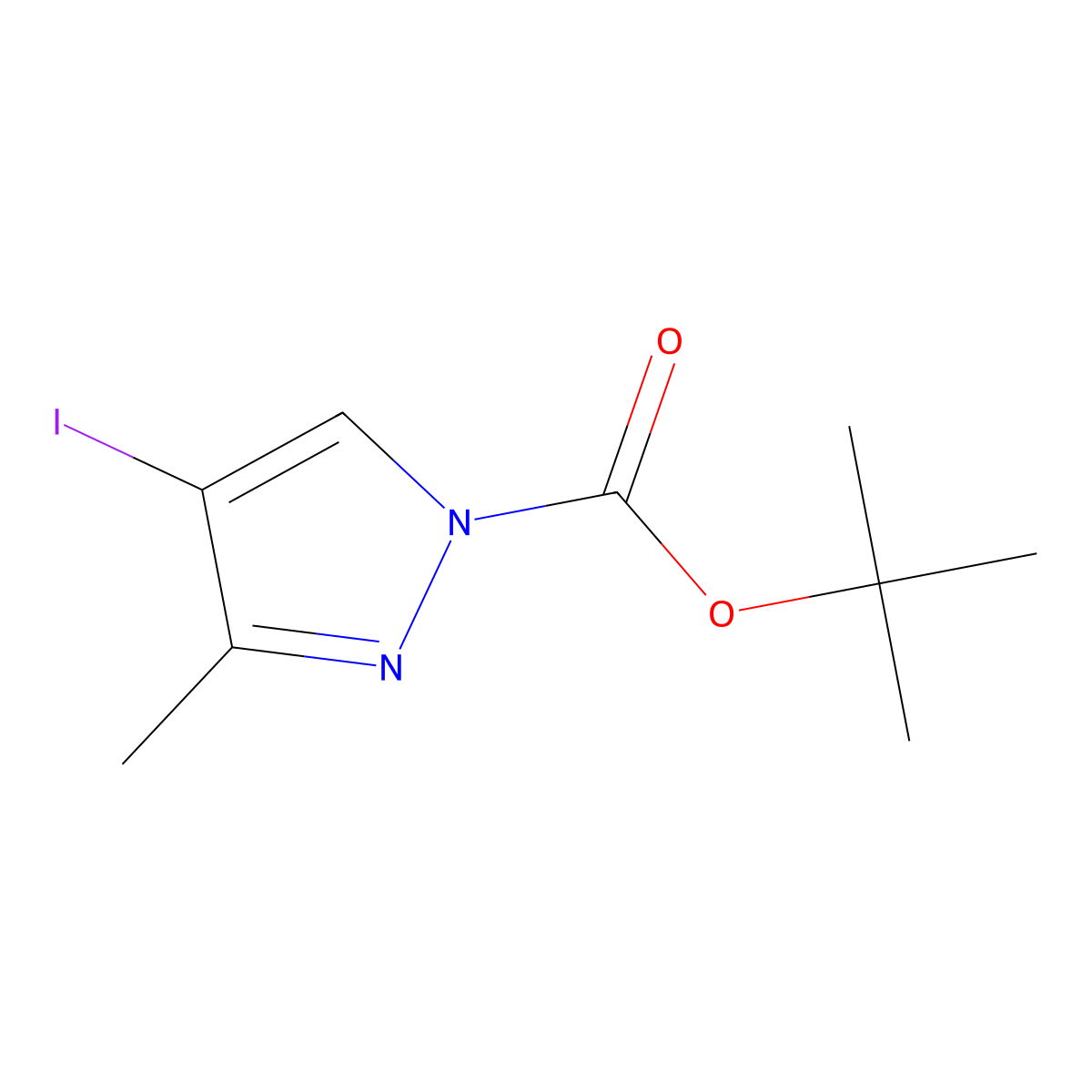 tert-Butyl 4-iodo-3-methyl-1H-pyrazole-1-carboxylate molecular structure, CAS 1269449-59-3