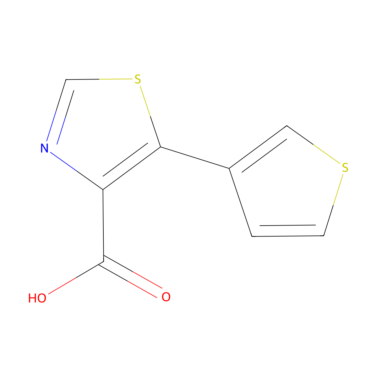 5-(Thiophen-3-yl)-1,3-thiazole-4-carboxylic acid molecular structure, CAS 1269460-36-7