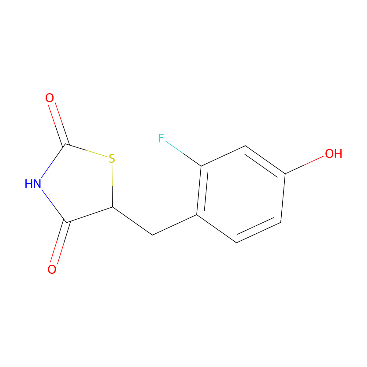 5-(2-Fluoro-4-hydroxybenzyl)thiazolidine-2,4-dione molecular structure, CAS 1269461-87-1