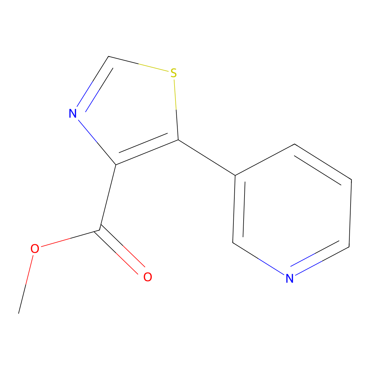 Methyl 5-(pyridin-3-yl)-1,3-thiazole-4-carboxylate molecular structure, CAS 1269464-88-1