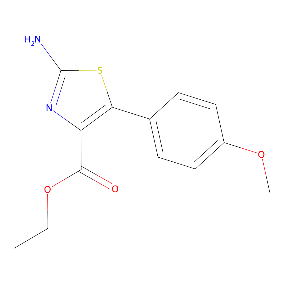 Ethyl 2-amino-5-(4-methoxyphenyl)-1,3-thiazole-4-carboxylate molecular structure, CAS 1269469-26-2
