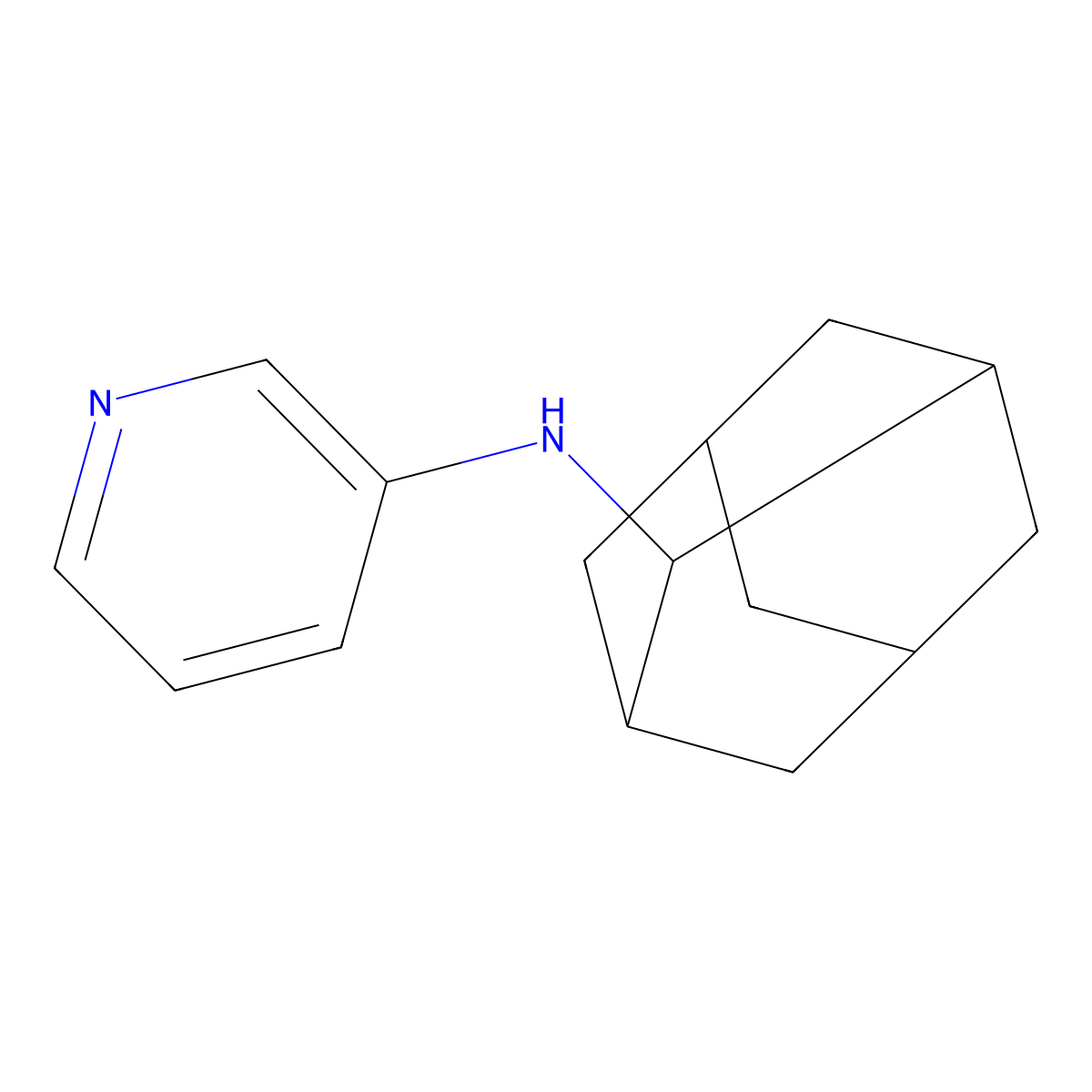 3-Pyridinamine, N-tricyclo(3.3.1.1(sup 3,7))dec-2-yl- molecular structure, CAS 126947-67-9