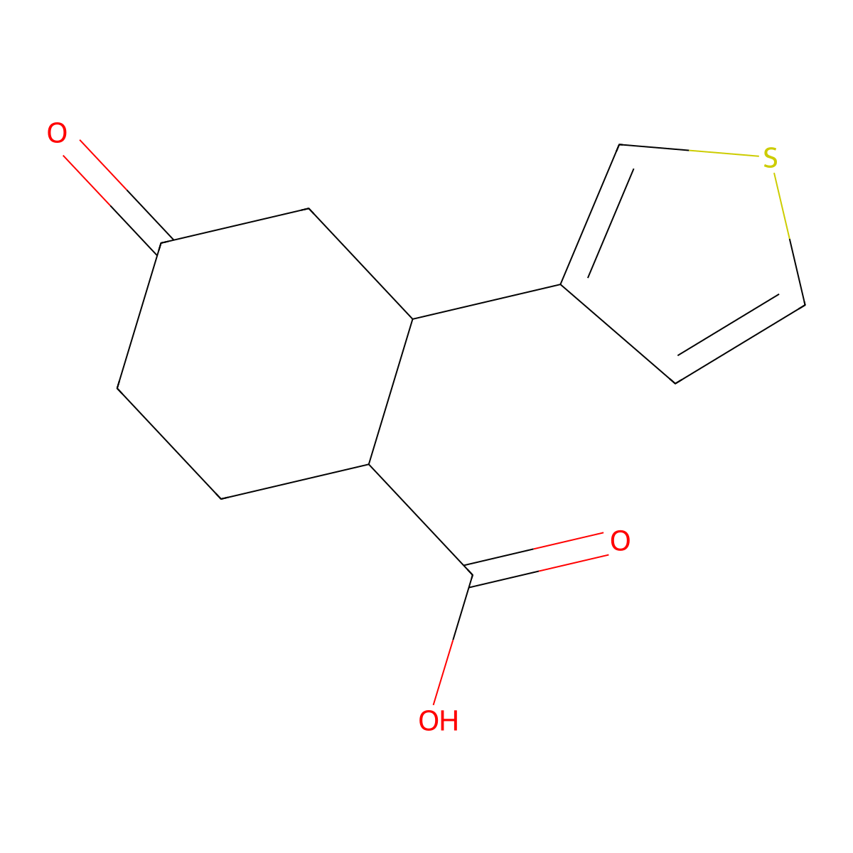 (1S,2S)-4-Oxo-2-(thiophen-3-yl)cyclohexanecarboxylic acid molecular structure, CAS 1269470-33-8