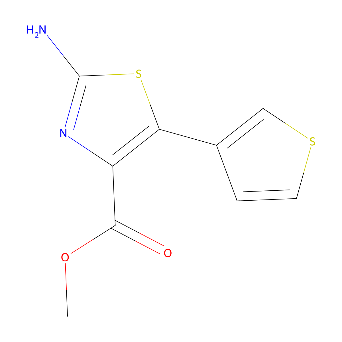 Methyl 2-amino-5-(thiophen-3-YL)-1,3-thiazole-4-carboxylate molecular structure, CAS 1269477-00-0