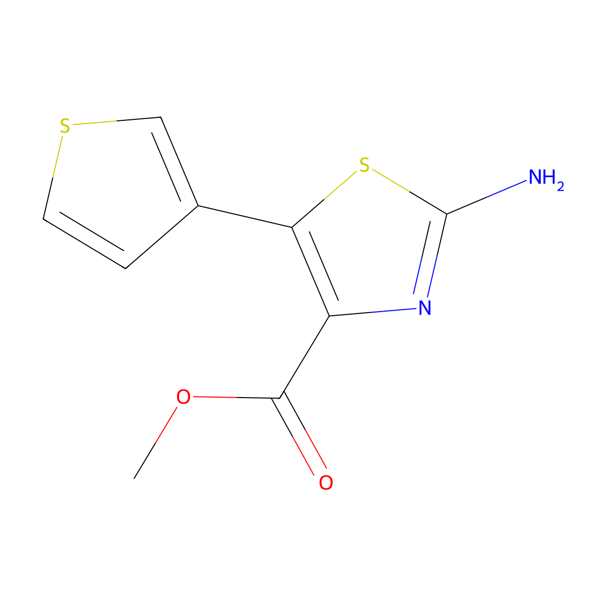 Methyl 2-amino-5-(thiophen-3-YL)-1,3-thiazole-4-carboxylate molecular structure, CAS 1269477-00-0