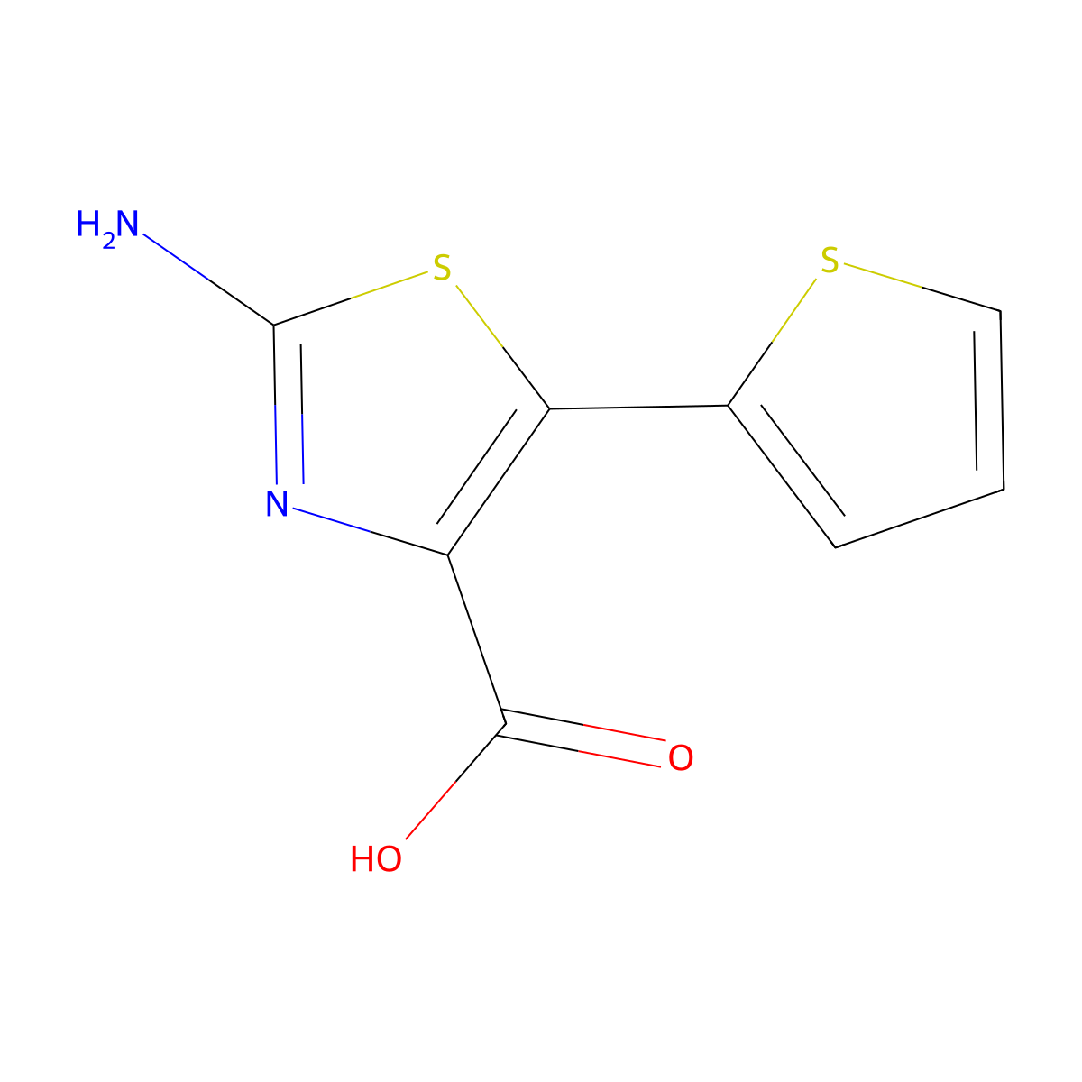2-Amino-5-(thiophen-2-yl)-1,3-thiazole-4-carboxylic acid molecular structure, CAS 1269477-18-0