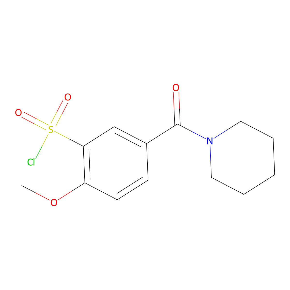 2-Methoxy-5-(piperidine-1-carbonyl)benzene-1-sulfonyl chloride molecular structure, CAS 1269482-51-0