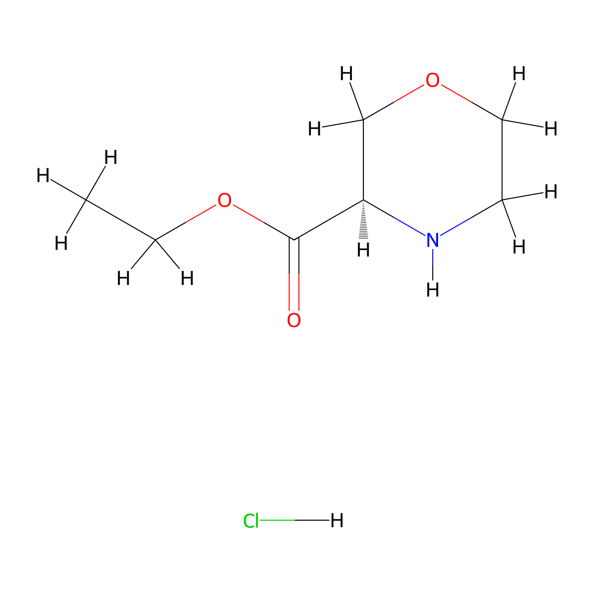 (R)-ethyl morpholine-3-carboxylate hydrochloride molecular structure, CAS 1269483-57-9