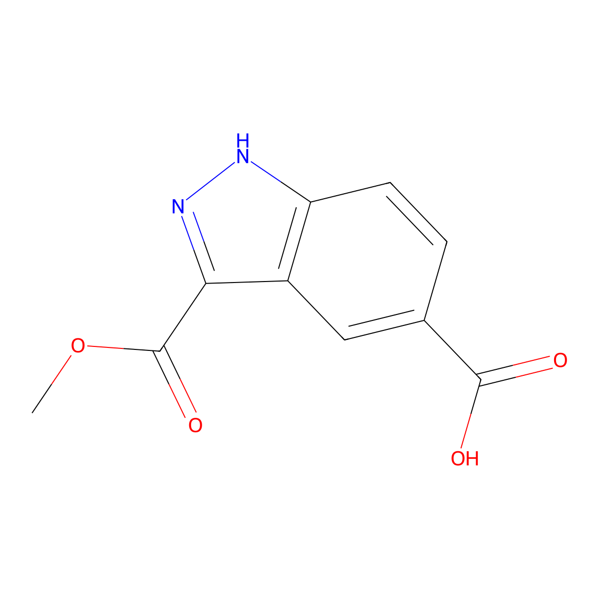 3-(methoxycarbonyl)-1H-indazole-5-carboxylic acid molecular structure, CAS 1269492-42-3