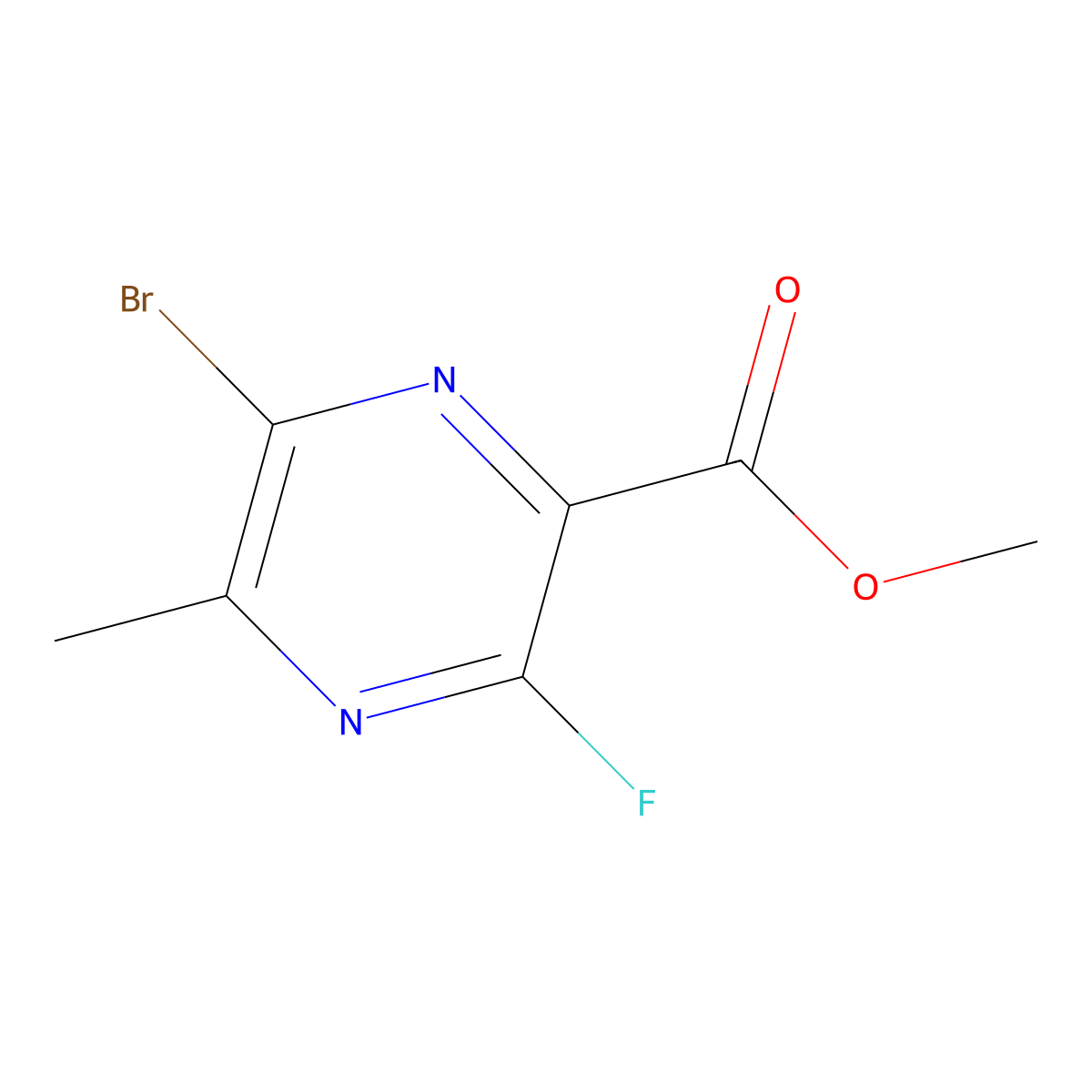 Methyl 6-bromo-3-fluoro-5-methylpyrazine-2-carboxylate molecular structure, CAS 1269493-03-9