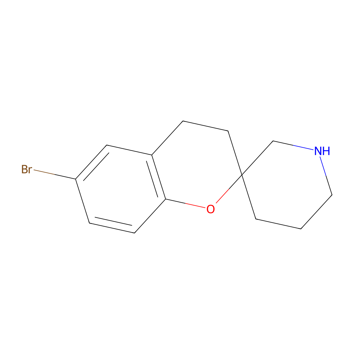6-Bromo-3,4-dihydrospiro[1-benzopyran-2,3'-piperidine] molecular structure, CAS 1269494-50-9