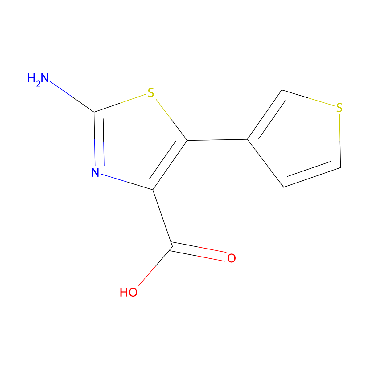 2-Amino-5-(thiophen-3-yl)-1,3-thiazole-4-carboxylic acid molecular structure, CAS 1269496-29-8