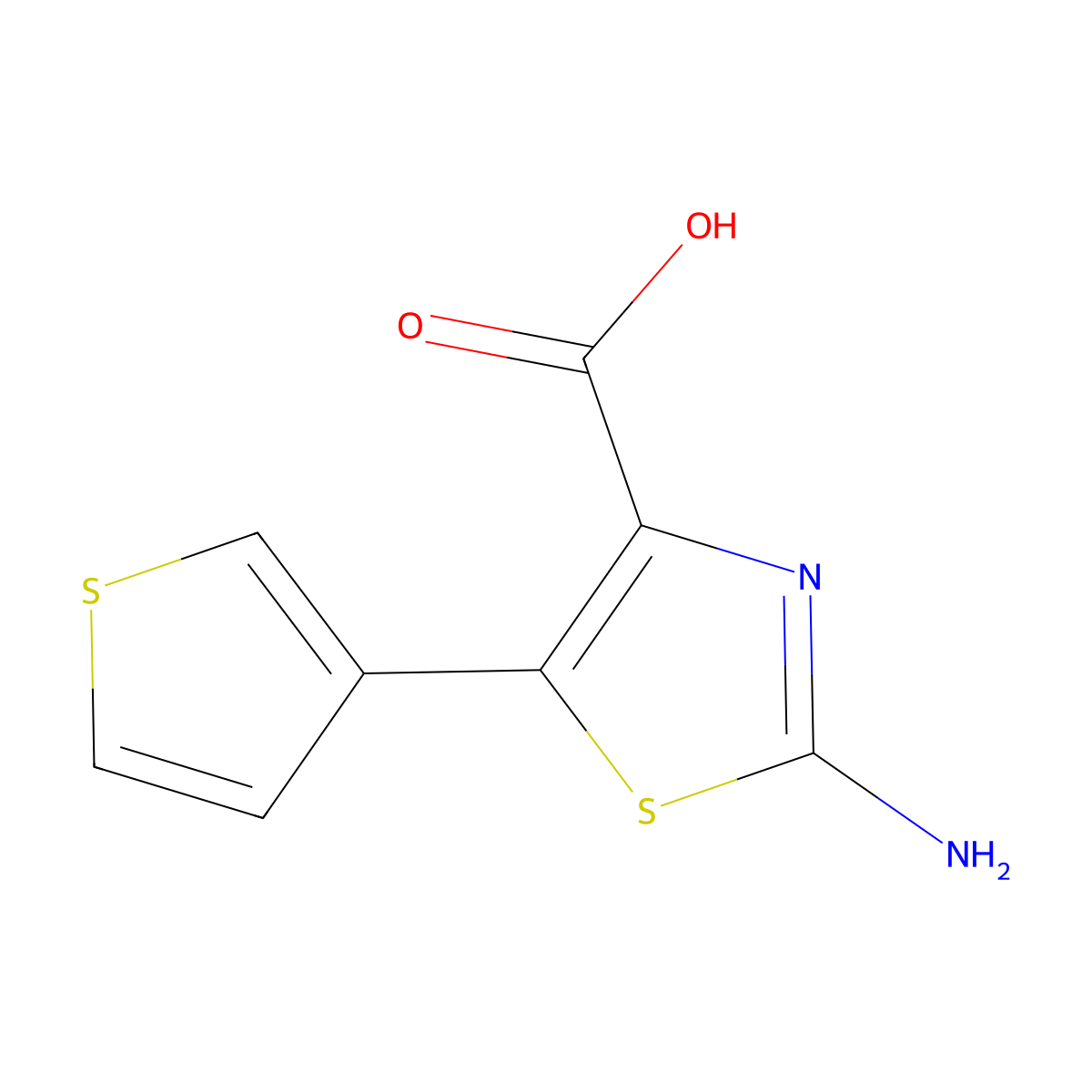 2-Amino-5-(thiophen-3-yl)-1,3-thiazole-4-carboxylic acid molecular structure, CAS 1269496-29-8