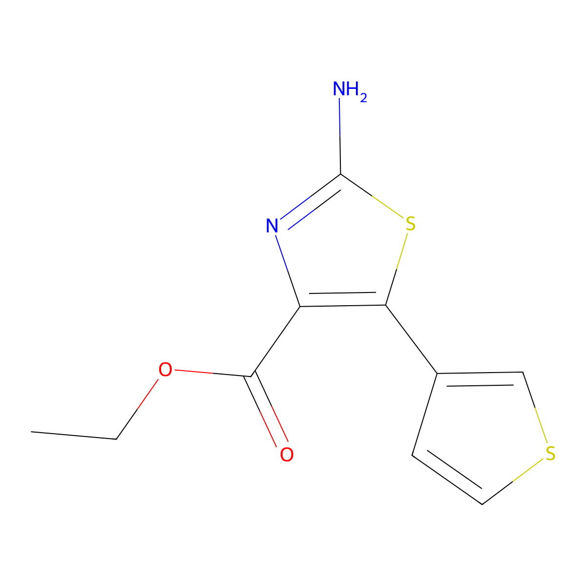 Ethyl 2-amino-5-(thiophen-3-yl)-1,3-thiazole-4-carboxylate molecular structure, CAS 1269502-36-4