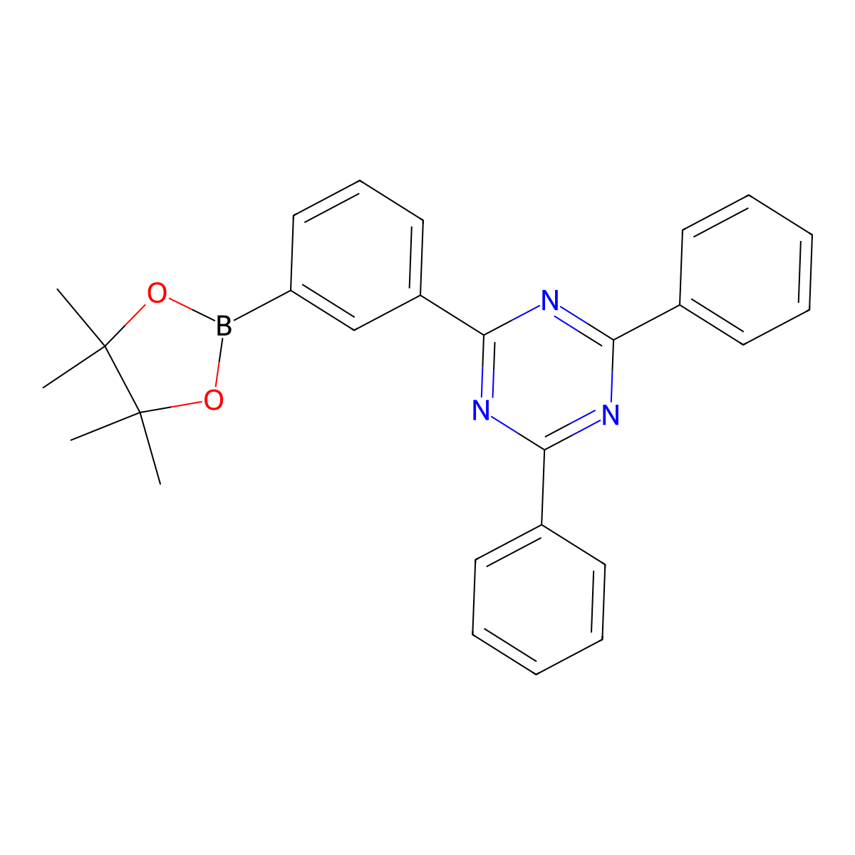 2,4-Diphenyl-6-(3-(4,4,5,5-tetramethyl-1,3,2-dioxaborolan-2-yl)phenyl)-1,3,5-triazine molecular structure, CAS 1269508-31-7