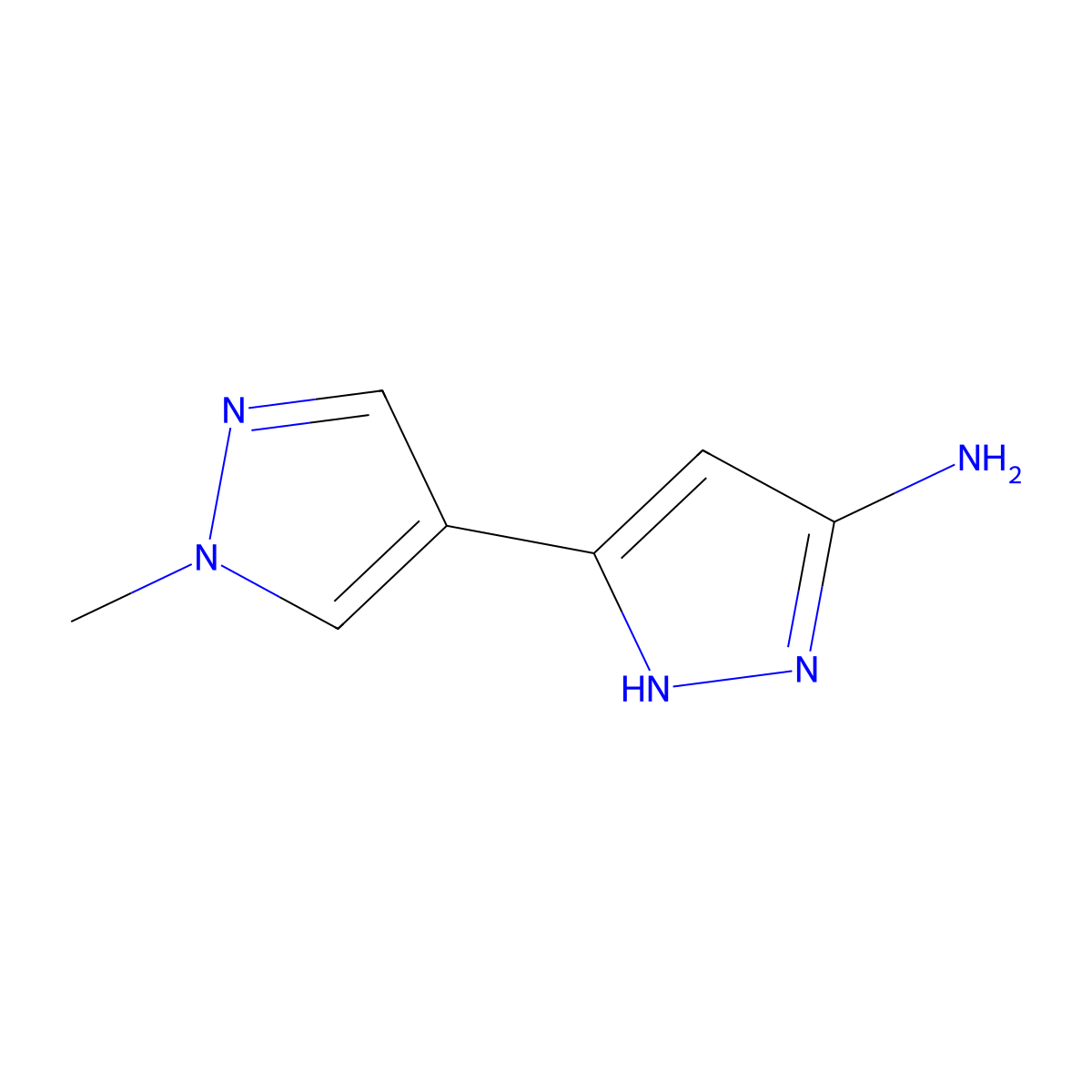 1'-Methyl-1H,1'H-5,4'-bipyrazol-3-amine molecular structure, CAS 1269515-49-2