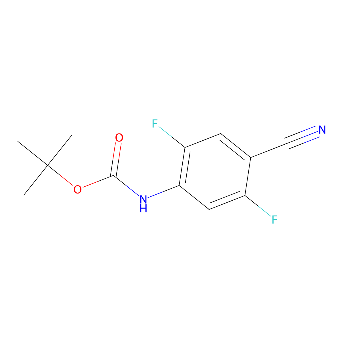 tert-butyl N-(4-cyano-2,5-difluorophenyl)carbamate molecular structure, CAS 1269524-72-2