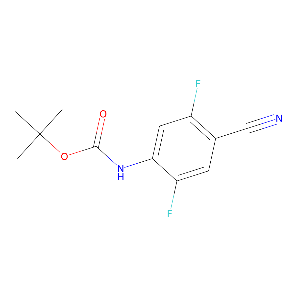 tert-butyl N-(4-cyano-2,5-difluorophenyl)carbamate molecular structure, CAS 1269524-72-2