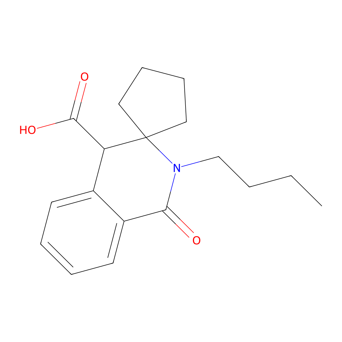2'-butyl-1'-oxo-1',4'-dihydro-2'H-spiro[cyclopentane-1,3'-isoquinoline]-4'-carboxylic acid molecular structure, CAS 1269525-48-5