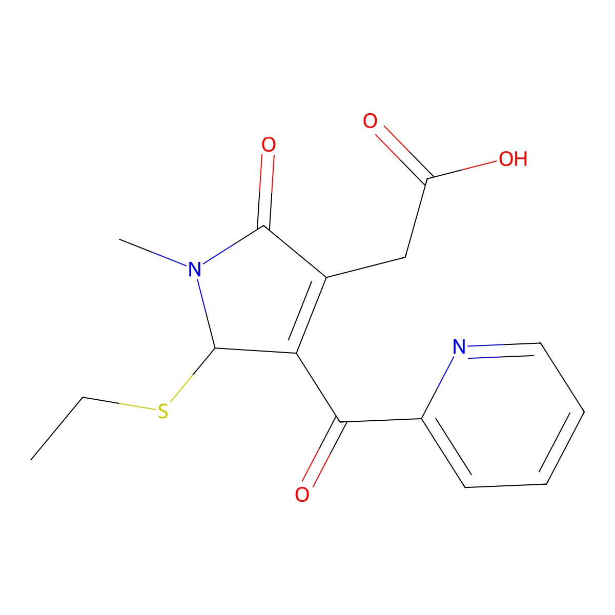 2-(5-(Ethylthio)-1-methyl-2-oxo-4-picolinoyl-2,5-dihydro-1H-pyrrol-3-yl)acetic acid molecular structure, CAS 1269527-85-6