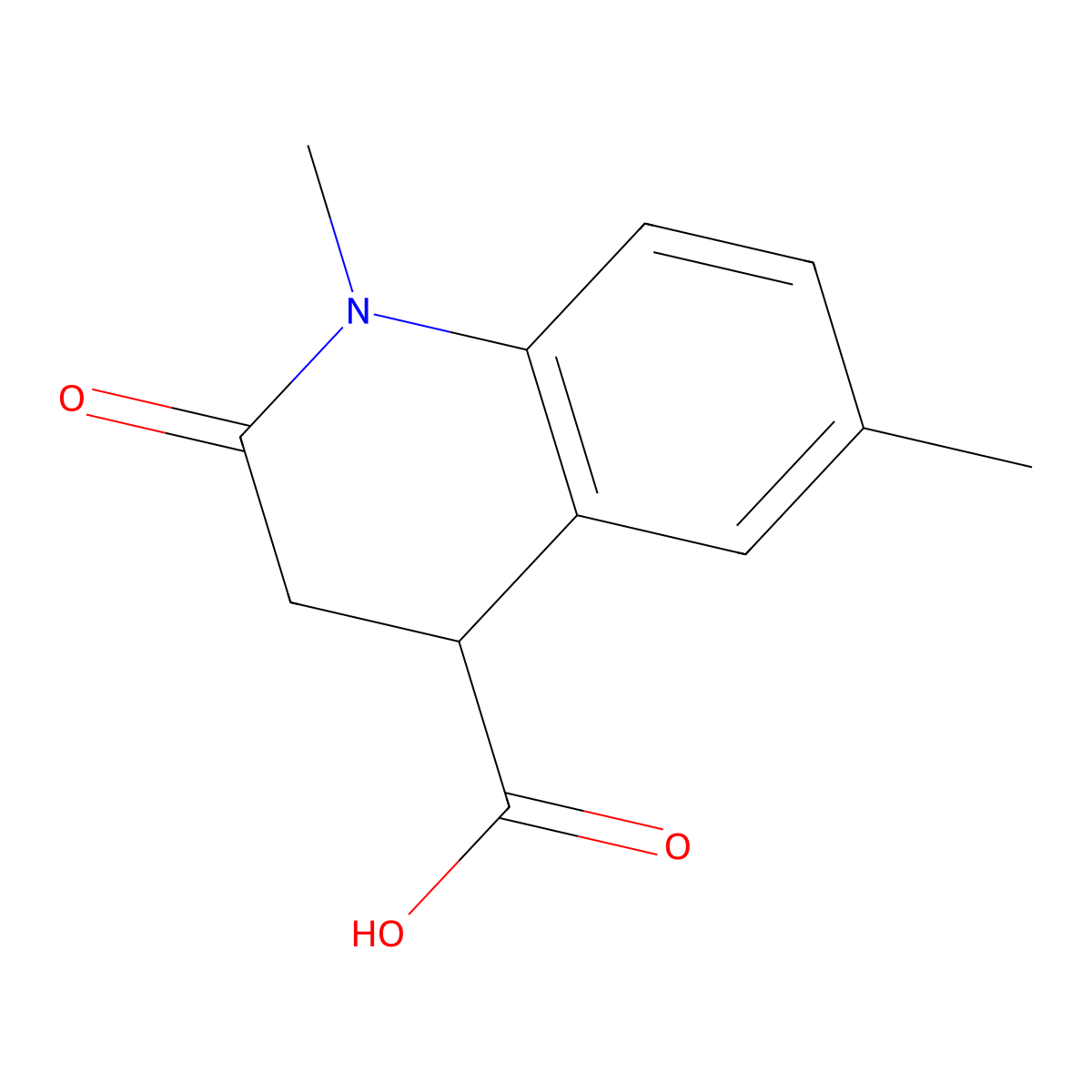 1,6-Dimethyl-2-oxo-1,2,3,4-tetrahydroquinoline-4-carboxylic acid molecular structure, CAS 1269528-34-8