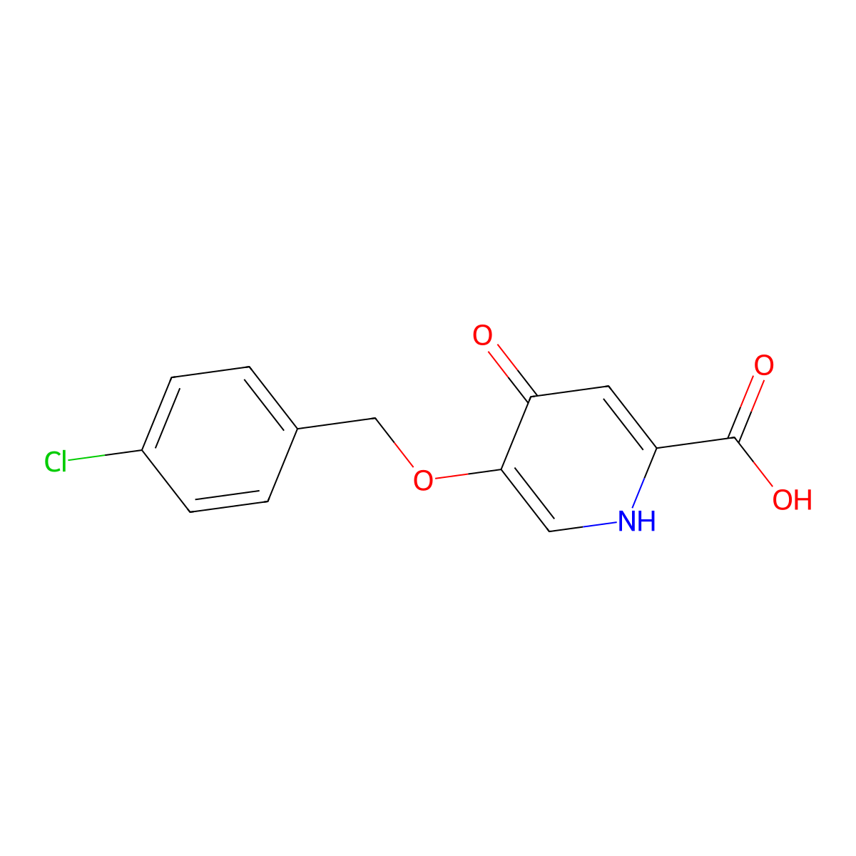 5-((4-Chlorobenzyl)oxy)-4-oxo-1,4-dihydropyridine-2-carboxylic acid molecular structure, CAS 1269528-47-3