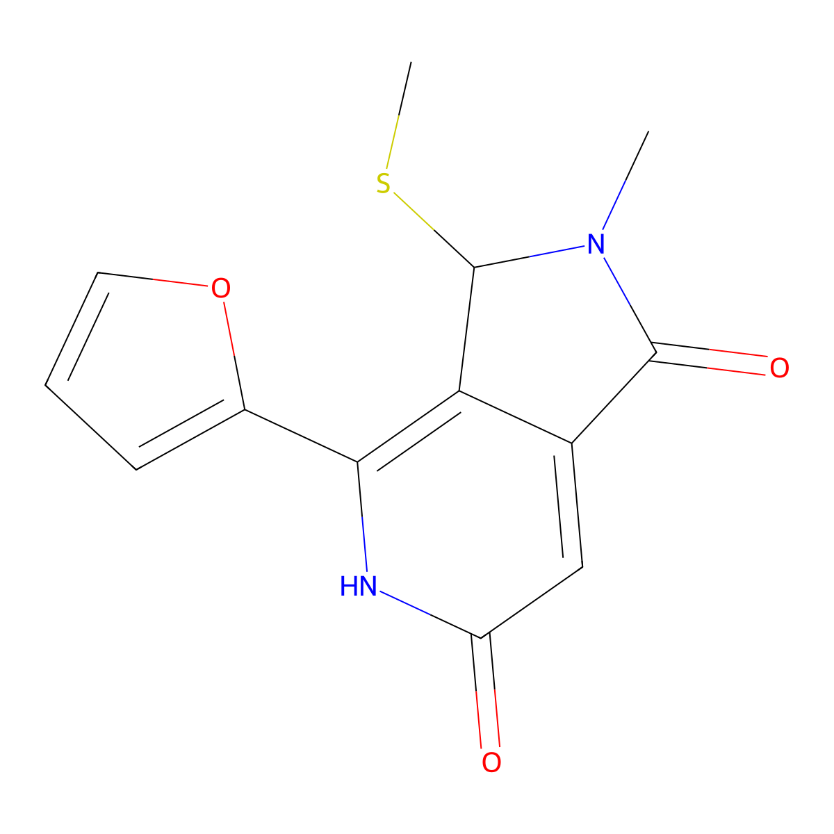 4-(Furan-2-yl)-2-methyl-3-(methylthio)-2,3-dihydro-1H-pyrrolo[3,4-c]pyridine-1,6(5H)-dione molecular structure, CAS 1269528-61-1