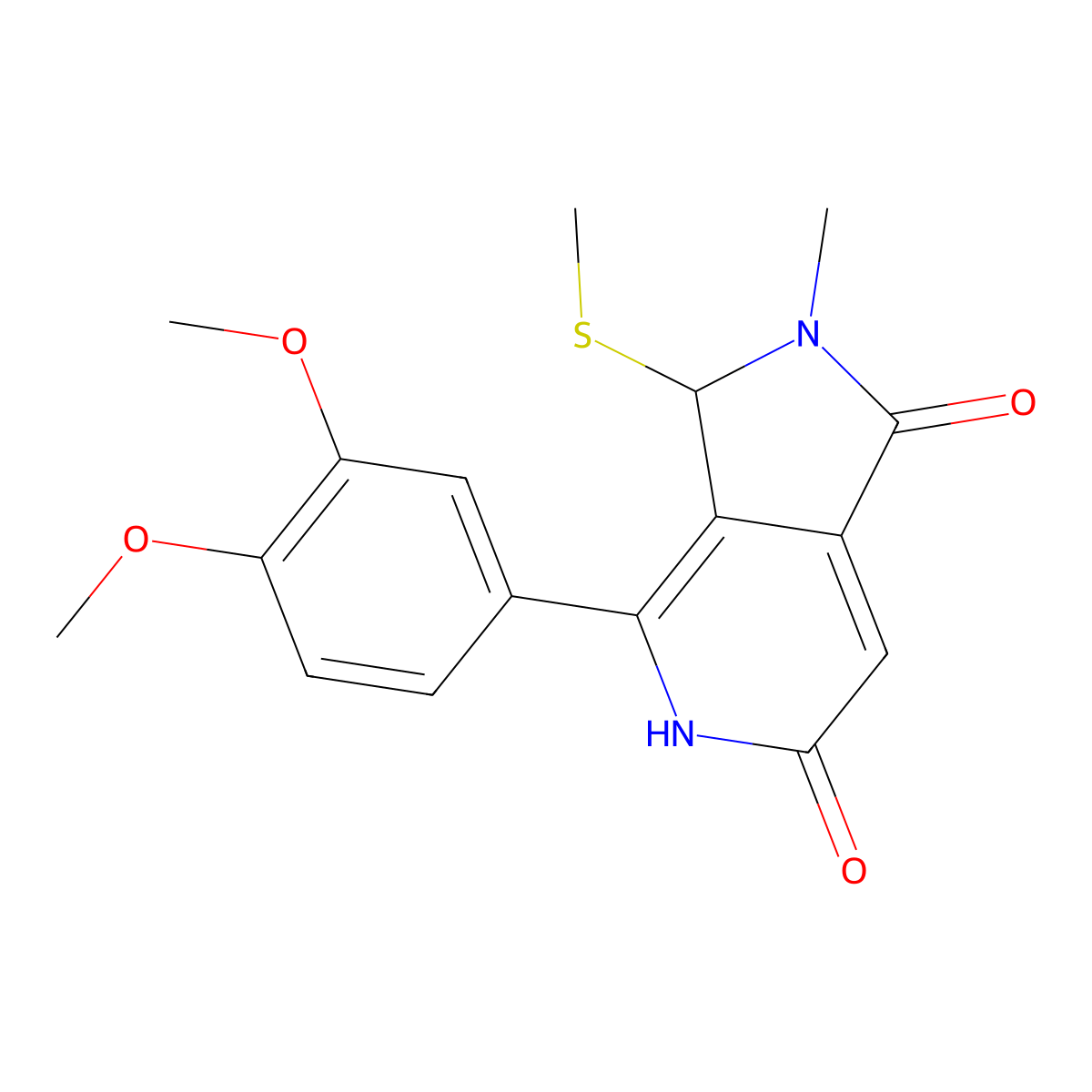 4-(3,4-Dimethoxyphenyl)-2-methyl-3-(methylthio)-2,3-dihydro-1H-pyrrolo[3,4-c]pyridine-1,6(5H)-dione molecular structure, CAS 1269528-79-1