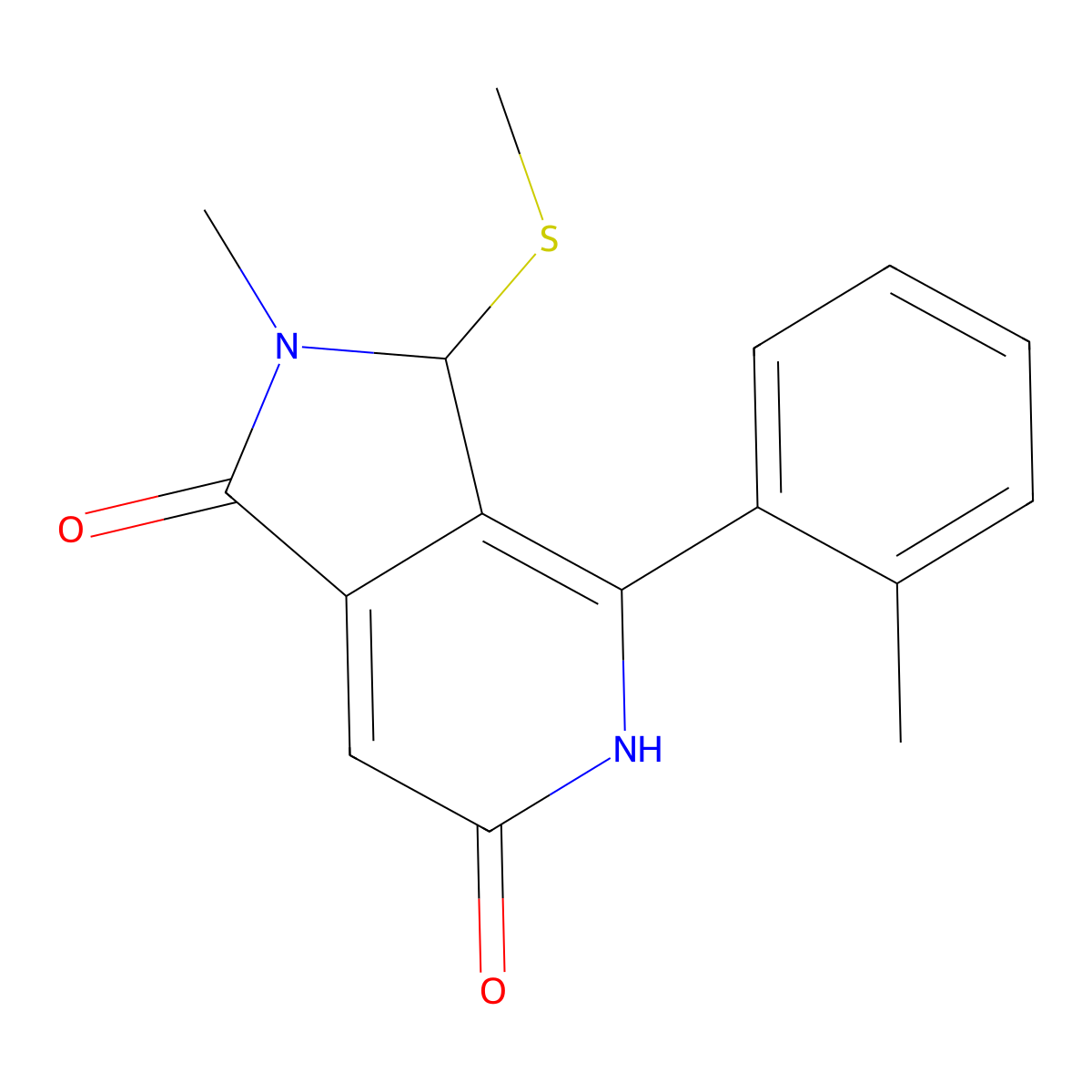 2-Methyl-3-(methylthio)-4-(o-tolyl)-2,3-dihydro-1H-pyrrolo[3,4-c]pyridine-1,6(5H)-dione molecular structure, CAS 1269528-82-6