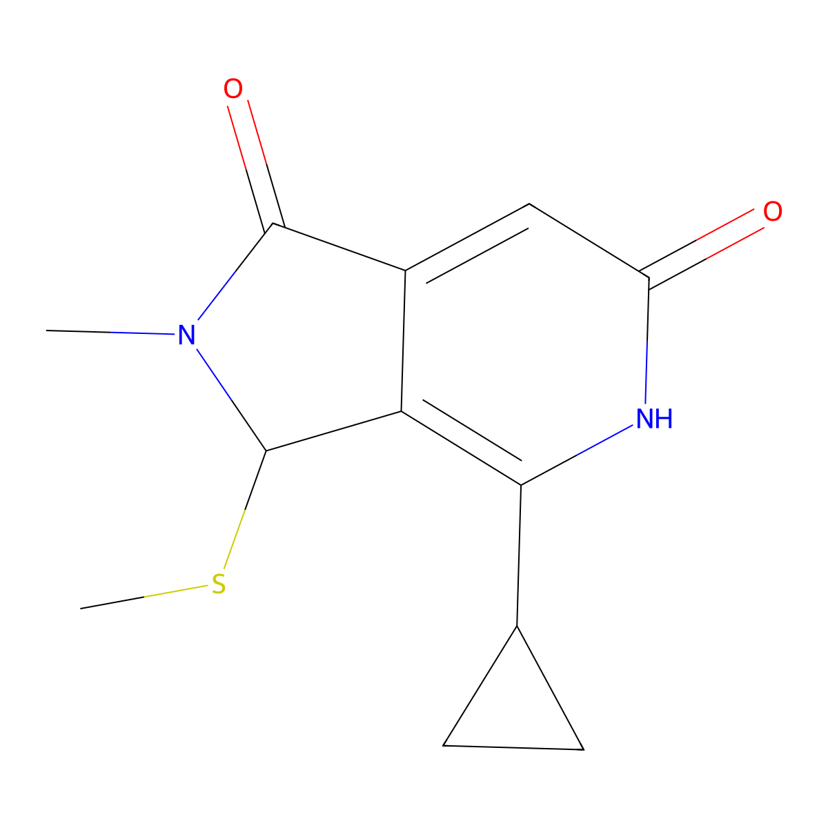 4-Cyclopropyl-2-methyl-3-(methylthio)-2,3-dihydro-1H-pyrrolo[3,4-c]pyridine-1,6(5H)-dione molecular structure, CAS 1269529-11-4