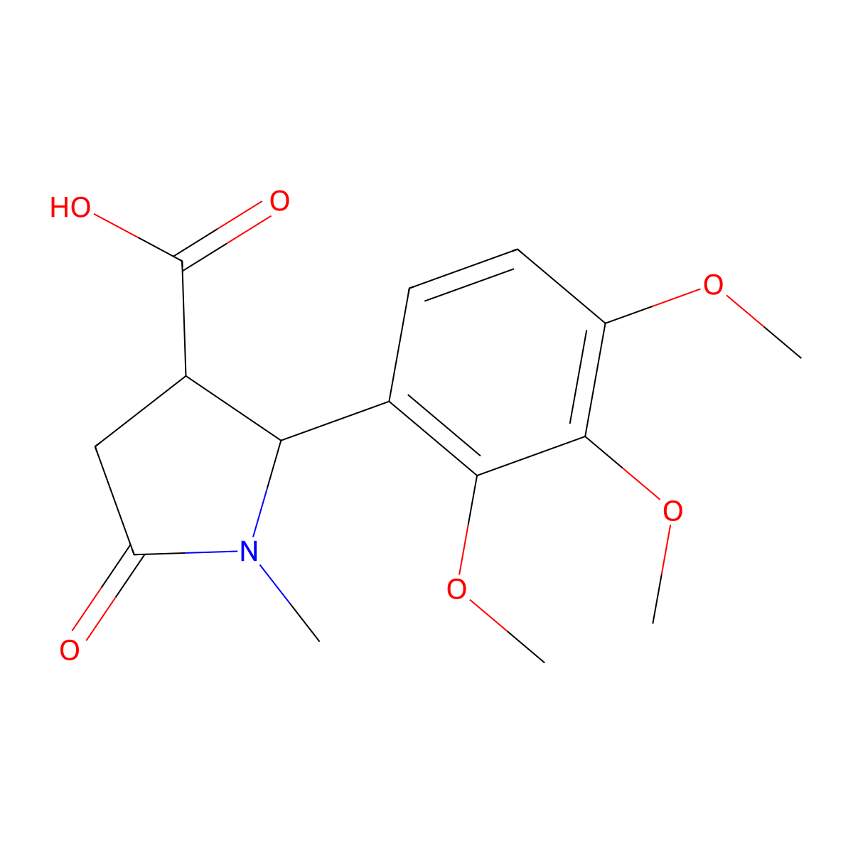 1-Methyl-5-oxo-2-(2,3,4-trimethoxyphenyl)pyrrolidine-3-carboxylic acid molecular structure, CAS 1269529-70-5