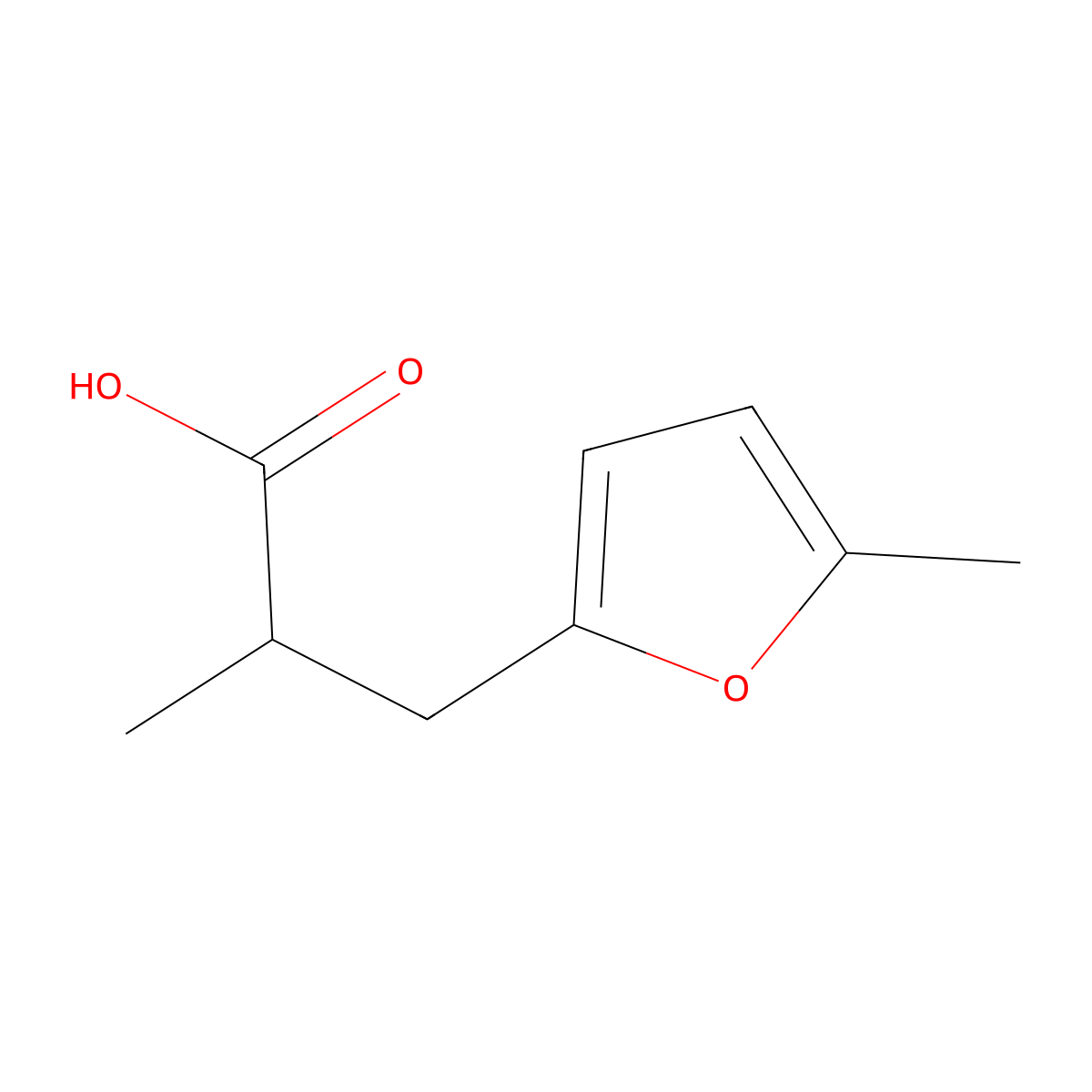 2-Methyl-3-(5-methylfuran-2-yl)propanoic acid molecular structure, CAS 1269529-82-9