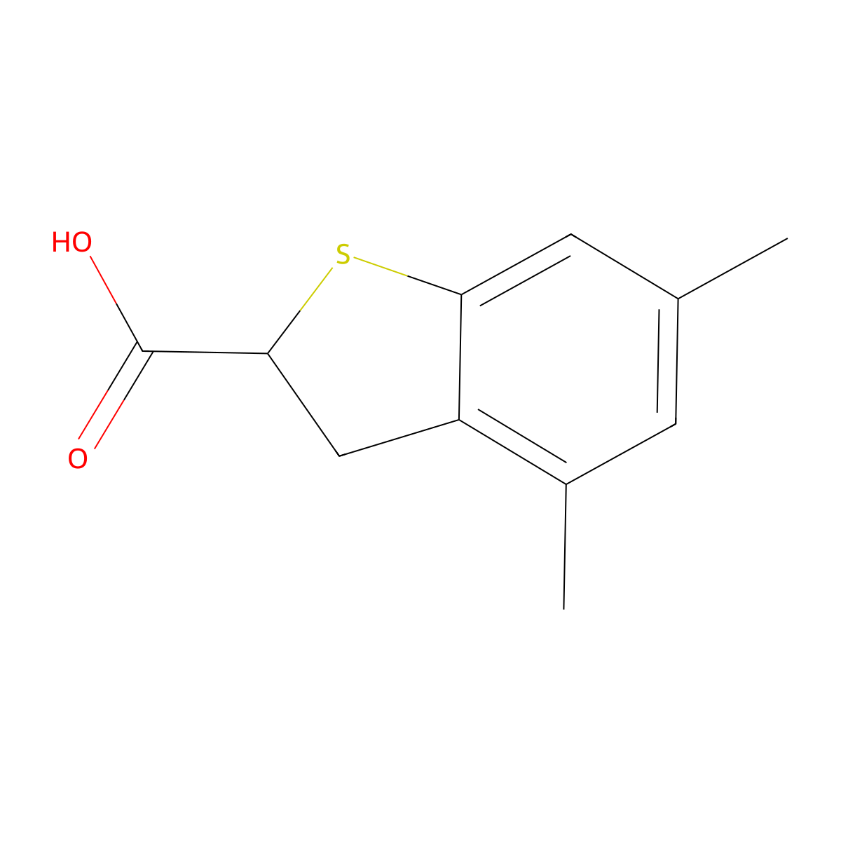 4,6-Dimethyl-2,3-dihydrobenzo[b]thiophene-2-carboxylic acid molecular structure, CAS 1269530-05-3