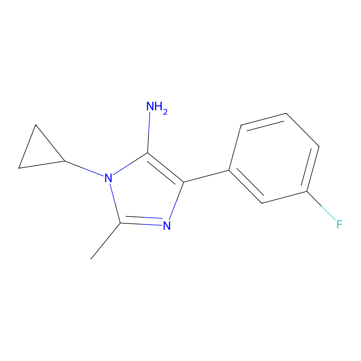1-Cyclopropyl-4-(3-fluorophenyl)-2-methyl-1H-imidazol-5-amine molecular structure, CAS 1269530-61-1
